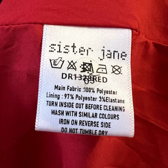 Sister Jane midi ruffle dress with full skirt in red star print size M SW - Picture 8 of 9